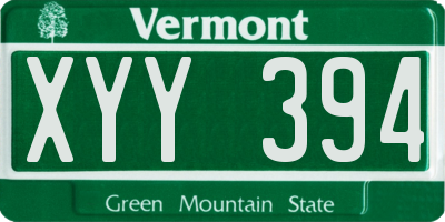 VT license plate XYY394