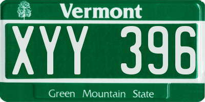 VT license plate XYY396