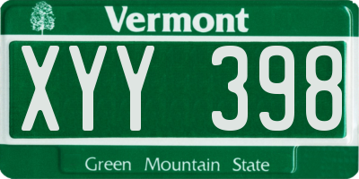 VT license plate XYY398