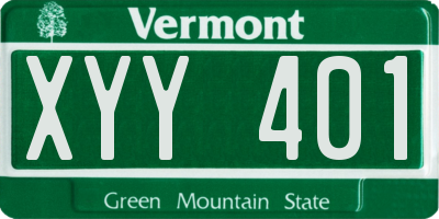 VT license plate XYY401