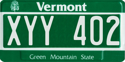 VT license plate XYY402