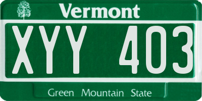 VT license plate XYY403