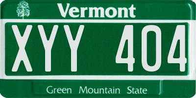 VT license plate XYY404