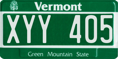 VT license plate XYY405
