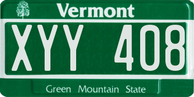VT license plate XYY408