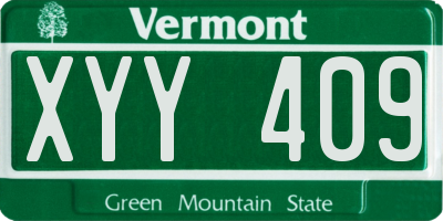 VT license plate XYY409