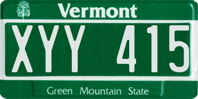 VT license plate XYY415