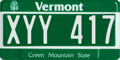VT license plate XYY417