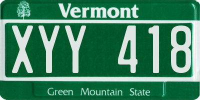 VT license plate XYY418