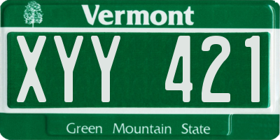 VT license plate XYY421