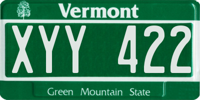 VT license plate XYY422