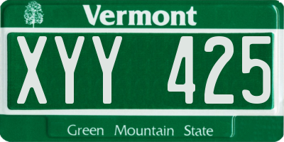 VT license plate XYY425