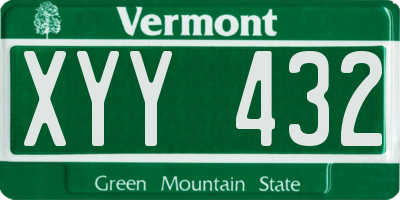 VT license plate XYY432