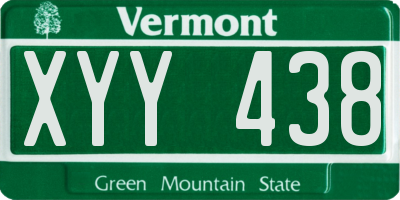 VT license plate XYY438