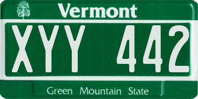VT license plate XYY442