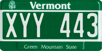 VT license plate XYY443