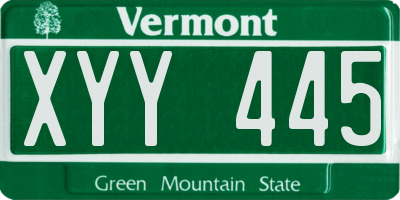 VT license plate XYY445