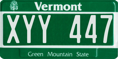 VT license plate XYY447