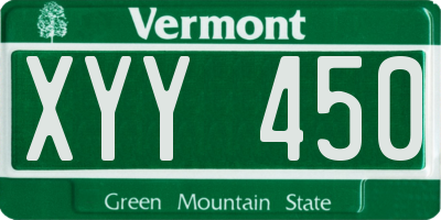 VT license plate XYY450