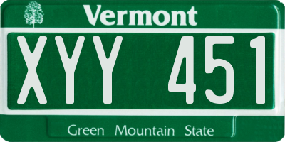 VT license plate XYY451