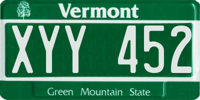 VT license plate XYY452