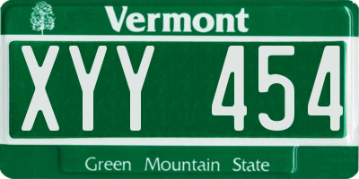 VT license plate XYY454