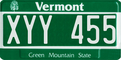 VT license plate XYY455