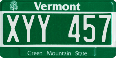 VT license plate XYY457
