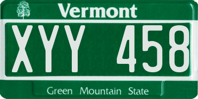 VT license plate XYY458