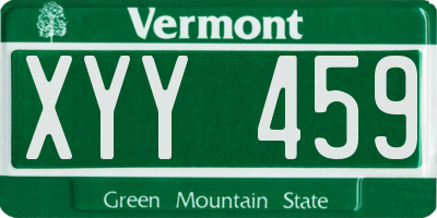 VT license plate XYY459