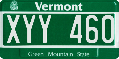 VT license plate XYY460