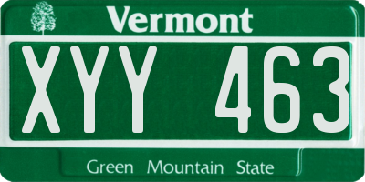 VT license plate XYY463