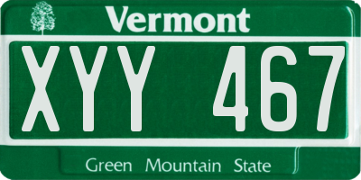 VT license plate XYY467