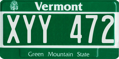VT license plate XYY472