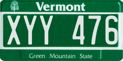 VT license plate XYY476