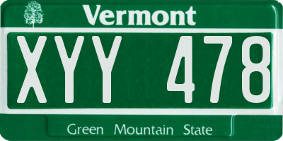 VT license plate XYY478