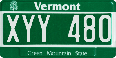 VT license plate XYY480