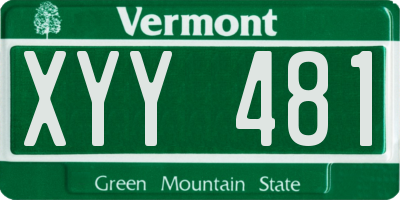 VT license plate XYY481