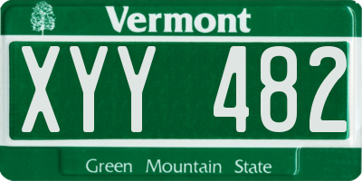 VT license plate XYY482