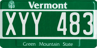 VT license plate XYY483