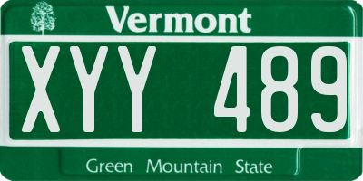 VT license plate XYY489