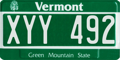 VT license plate XYY492