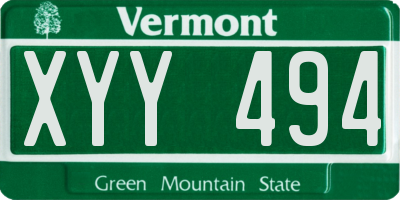 VT license plate XYY494