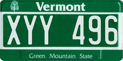 VT license plate XYY496