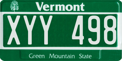 VT license plate XYY498