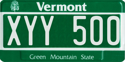 VT license plate XYY500