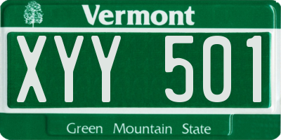 VT license plate XYY501