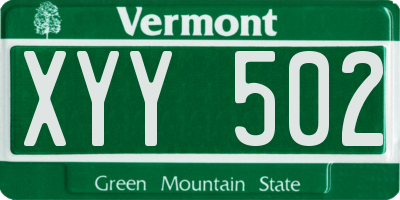 VT license plate XYY502