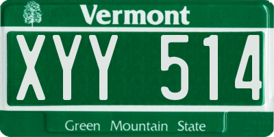 VT license plate XYY514