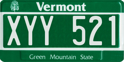 VT license plate XYY521
